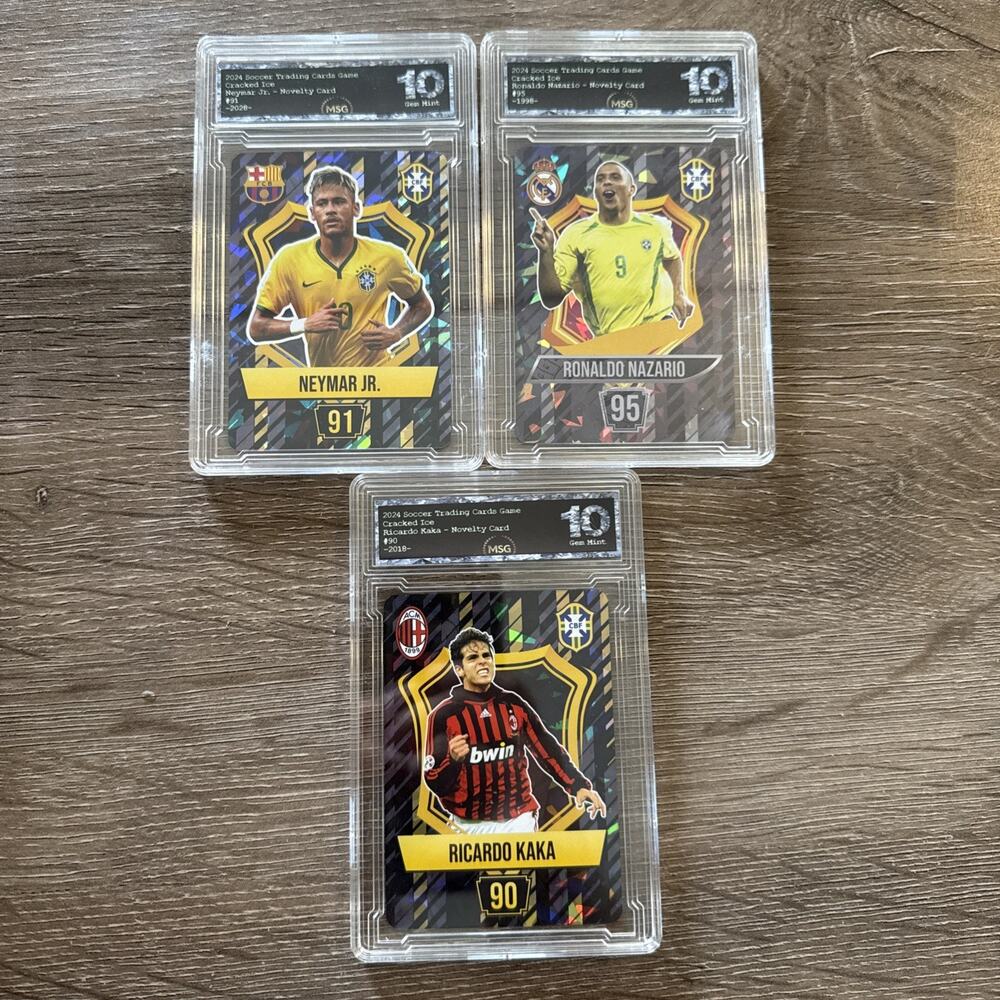 Ronaldo Nazario, Ricardo Kaka & Neymar Jr. 2024 Soccer TCG Graded 10 World Cup